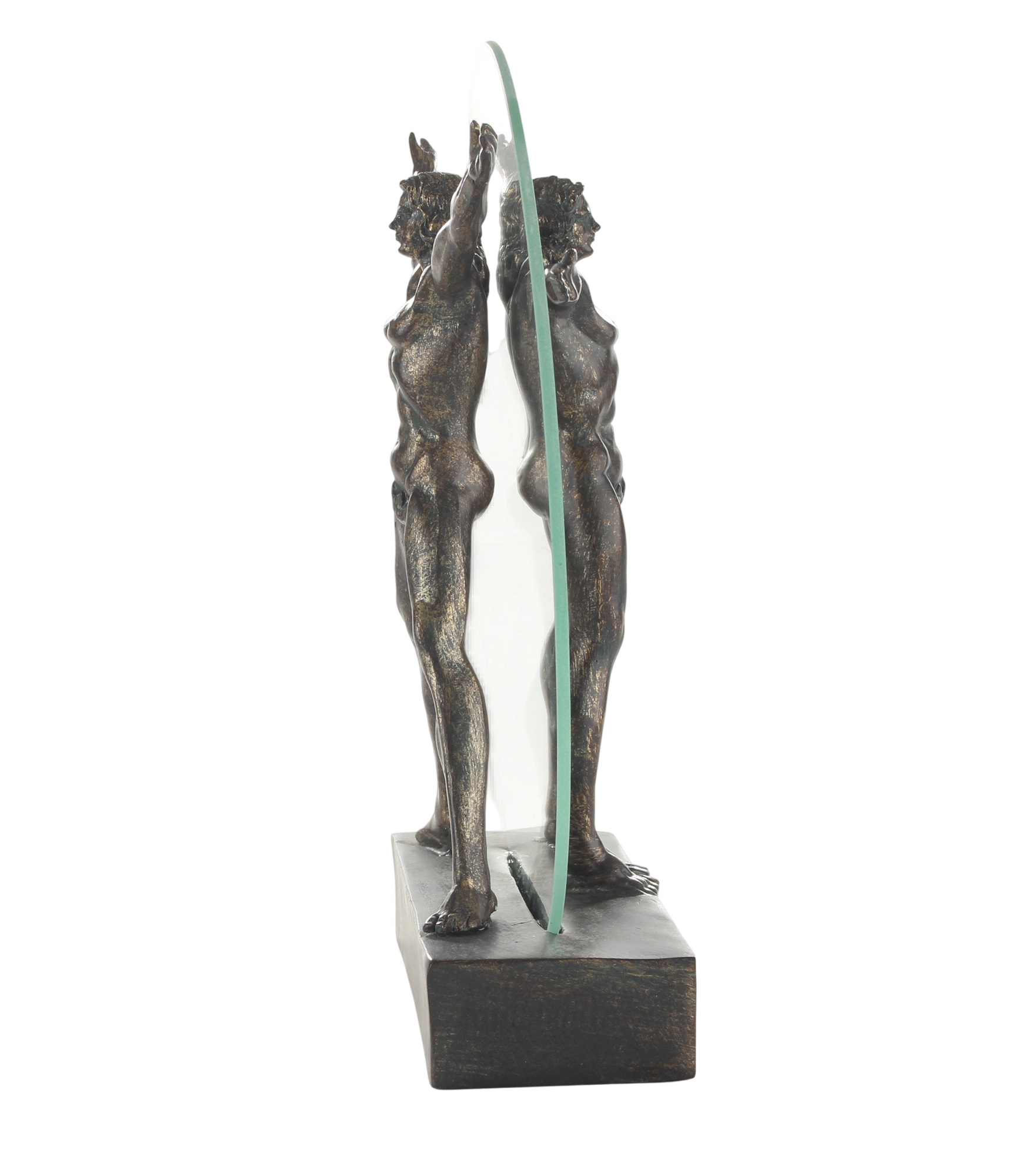 Skulptur Vitruvianischer Mensch nach Leonardo da Vinci – Resin mit Glasscheibe, Höhe 27,3 cm