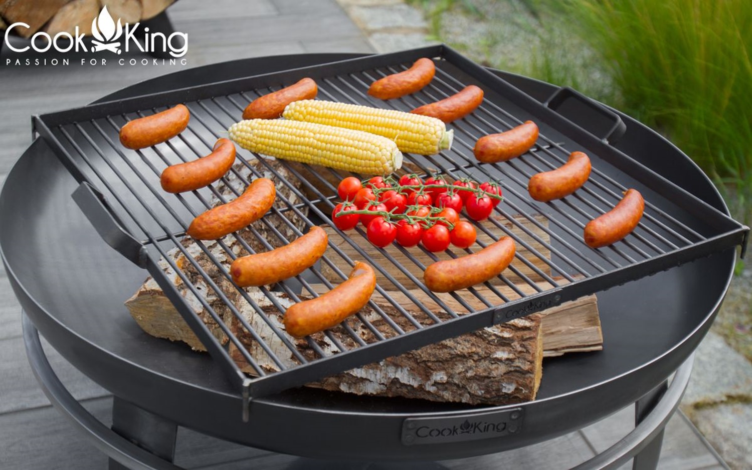 Feuerschale "Viking" Ø 80 cm Feuerstelle für Garten aus Stahl Feuerkorb als Wärmequelle oder Grill
