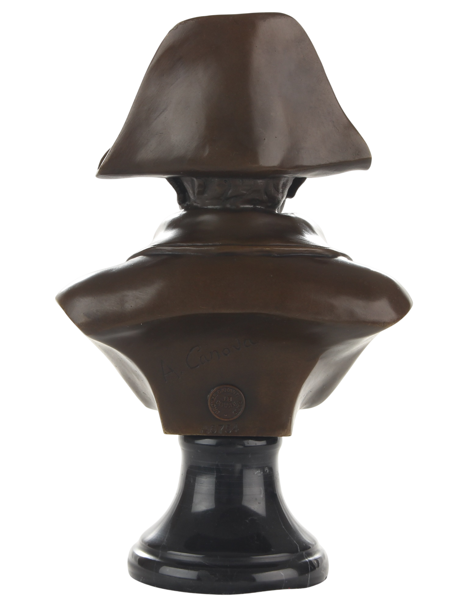Bronzeskulptur Napoleon Bonaparte, Männerbüste auf Marmorsockel, Höhe 24,9 cm