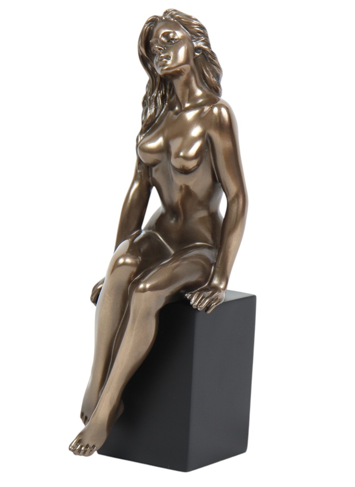 Dekofigur Body Talk Kollektion Sitzende Frau H 21 cm Frauenakt Skulptur Figur bronzefarben