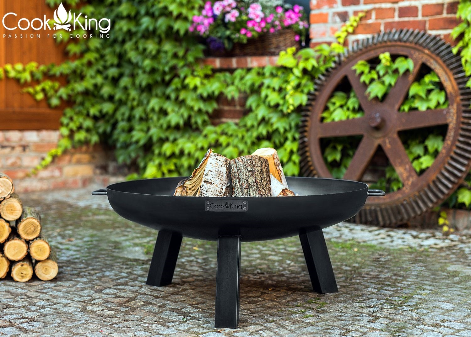 Feuerschale "Polo" Ø 60 cm Feuerstelle für Garten aus Stahl Feuerkorb als Wärmequelle oder Grill