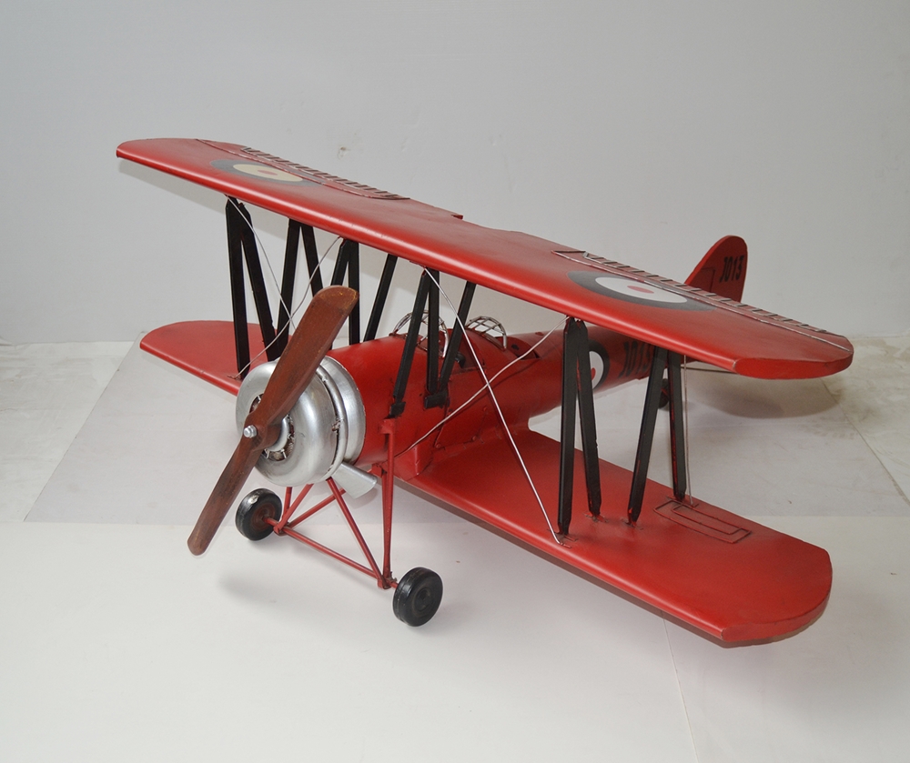 Blechflugzeug Nostalgie Modellflugzeug Oldtimer Marke Avro Tutor Flugzeug aus Blech L 98 cm