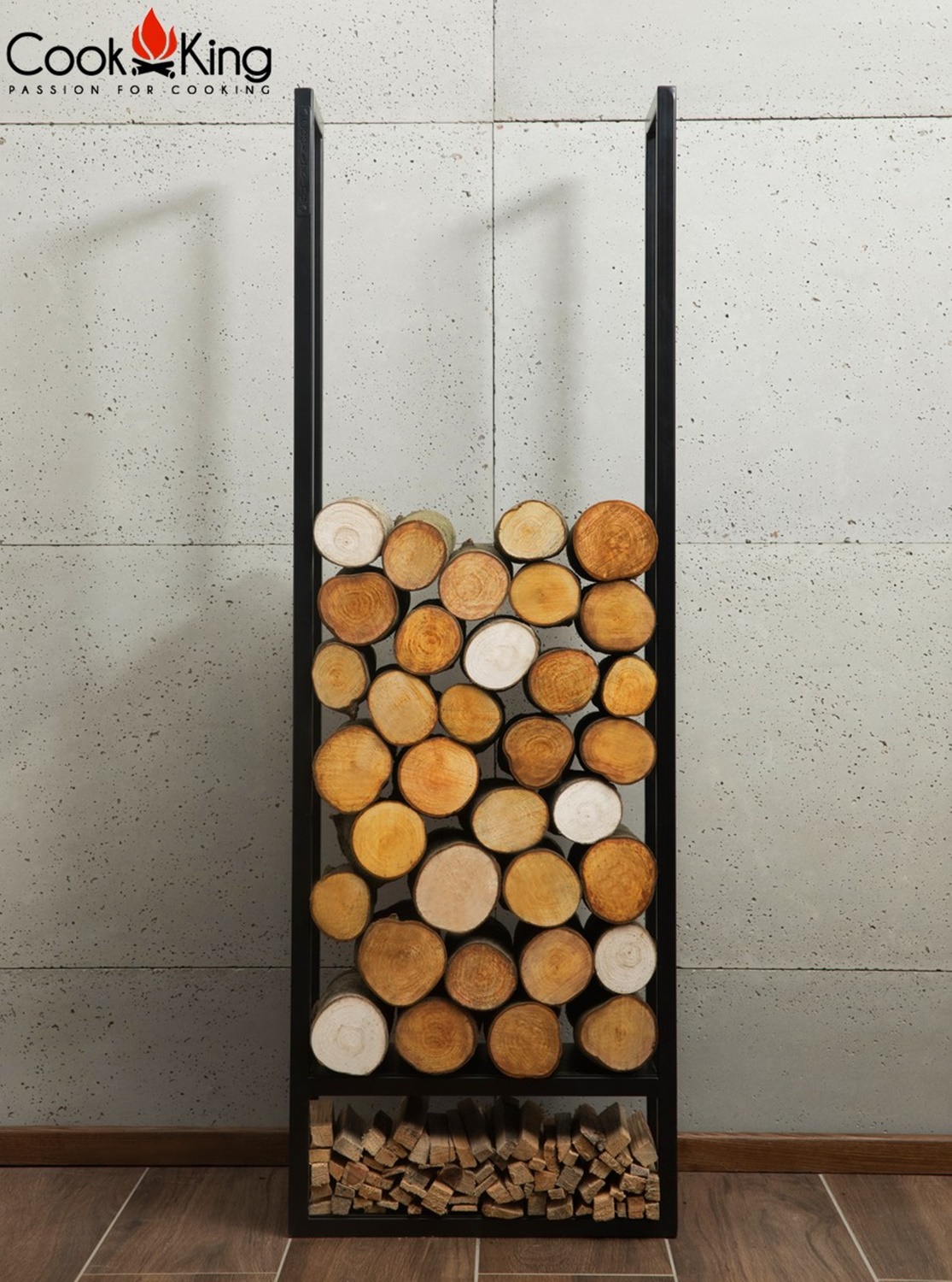 Kaminholzregal "Atos" H 150 cm Holzregal für Kaminholz Kaminholzablage aus Stahl Kaminholzständer