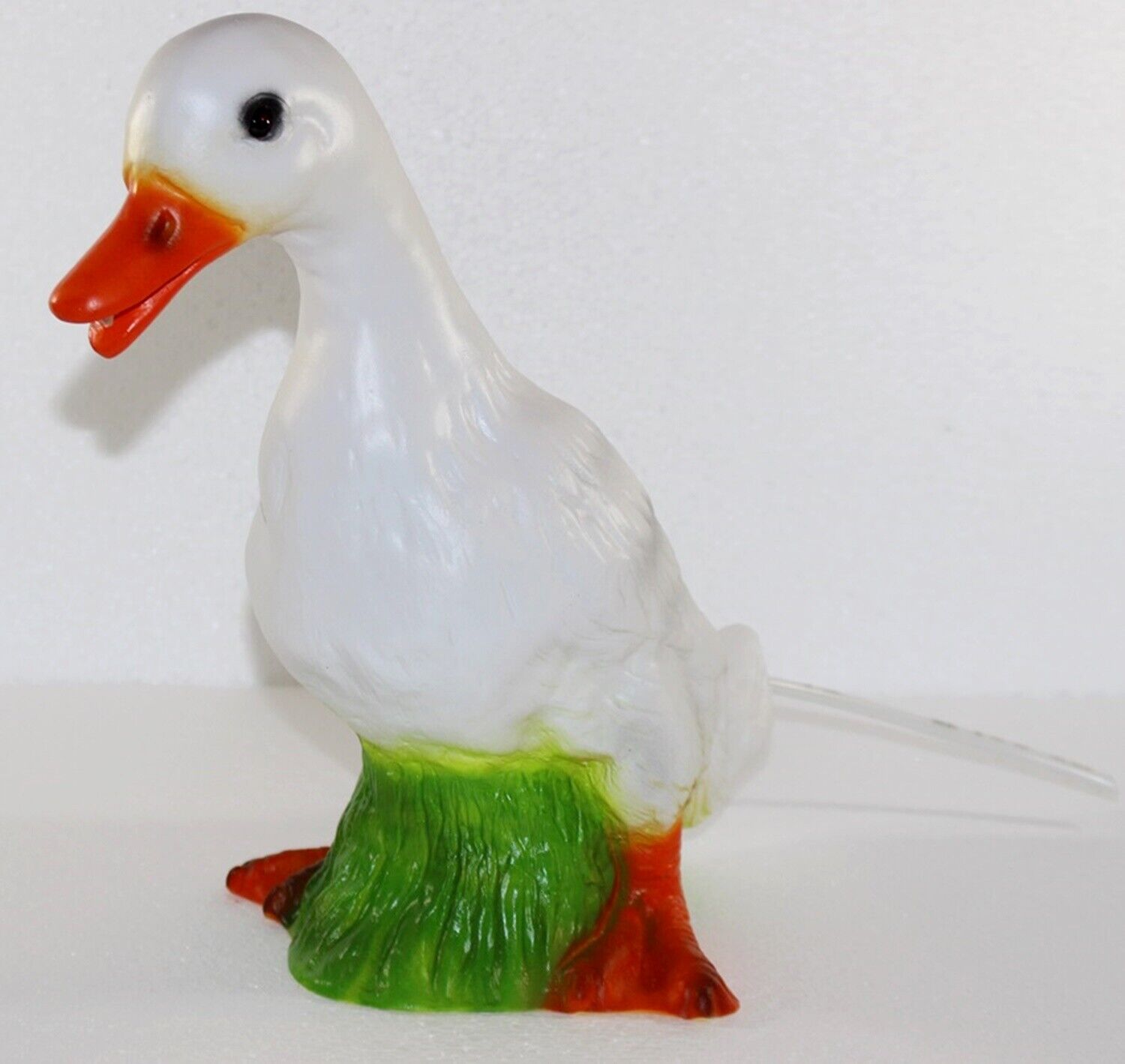 Deko Garten Figur Dekofigur Tierfigur Ente Wasserspeier stehend weiß aus Kunststoff Höhe 30 cm