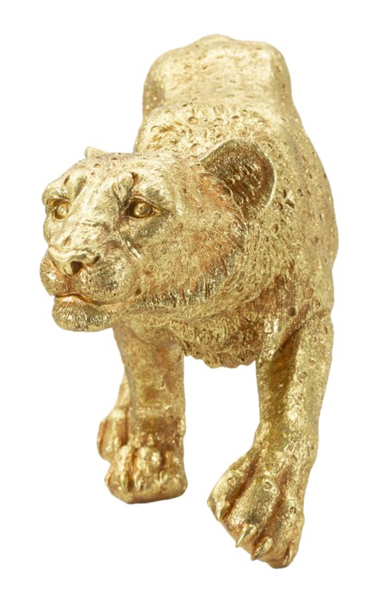 Dekofigur Leopard laufend Tierfigur in edlem Gold Fell detailliert strukturiert Länge 89 cm