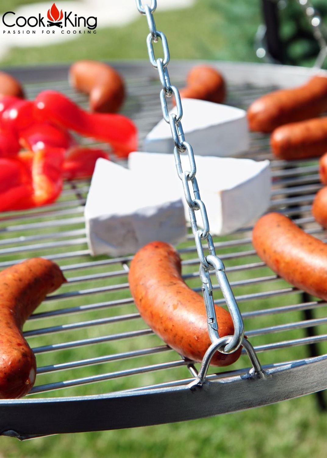 Schwenkgrill mit Kurbel H 200 cm mit Grillrost Ø 50 cm aus Edelstahl Dreibein Grill Grillständer