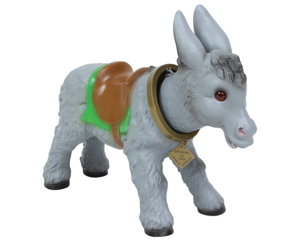 Wackel Figur Esel in grau Wackelfigur Länge 30 cm groß stehend mit Wackelkopf