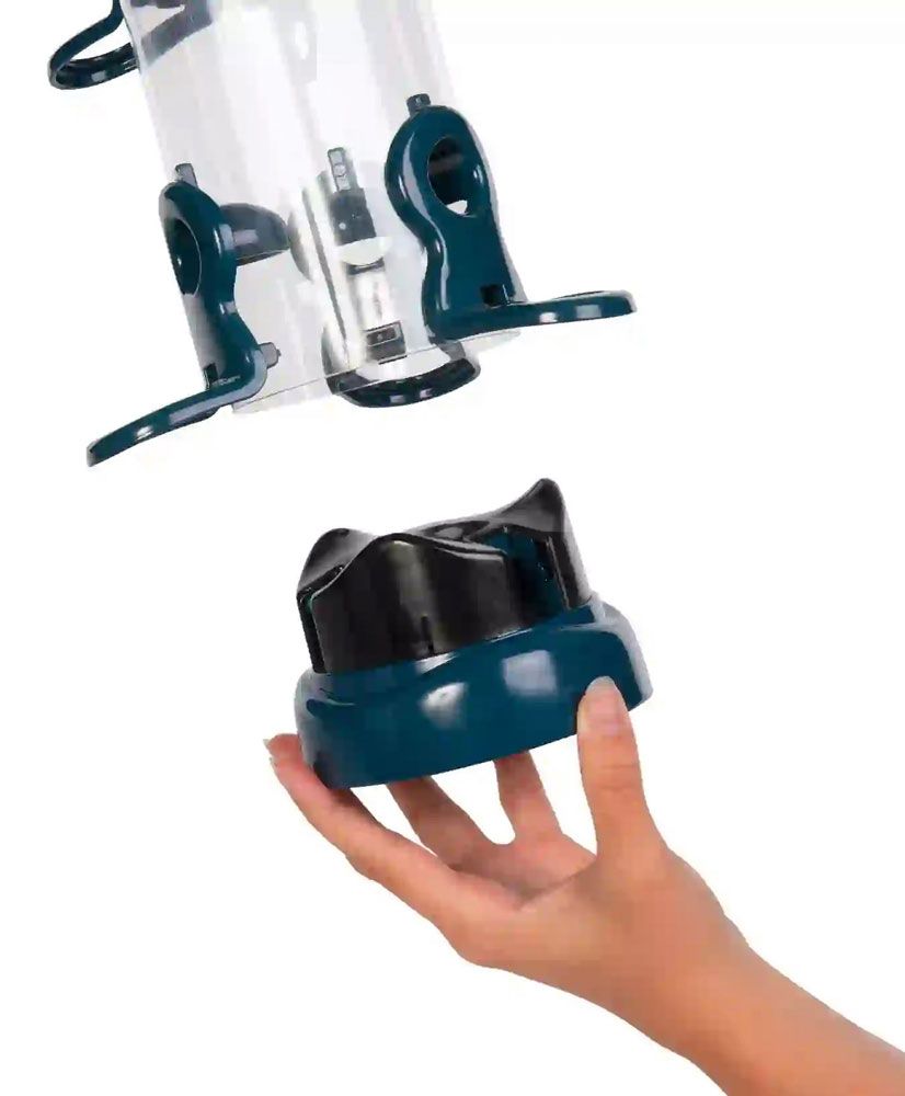 Naturschutzprodukt Futtersäule Flo Festival ultra - Blau/ Petrol Vogelprodukt H 102 cm Inhalt 5,2 l