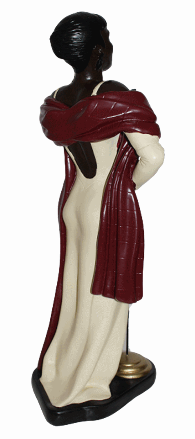 Dekofigur Deko Figur Sängerin Jazz Band Musikerin mit Mikrophon im Abendkleid aus Kunstharz H 52 cm