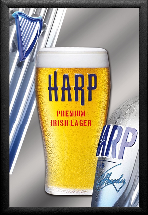 Set: 2 Spiegelbilder Harp Lager Bier 30x20 cm Bar Deko Dekobilder Wandbilder Hinterglasdruck