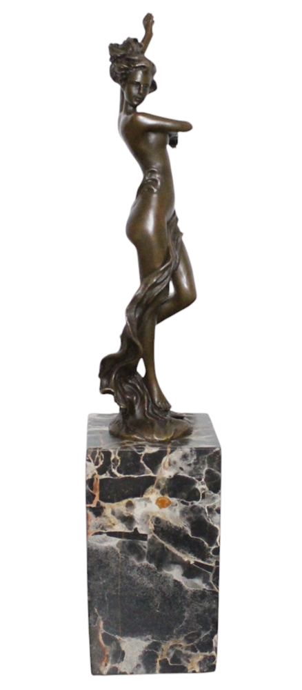 Bronzefigur tanzende Frau Akt Skulptur aus Bronze, Höhe 36,5 cm, elegante Damen Statue