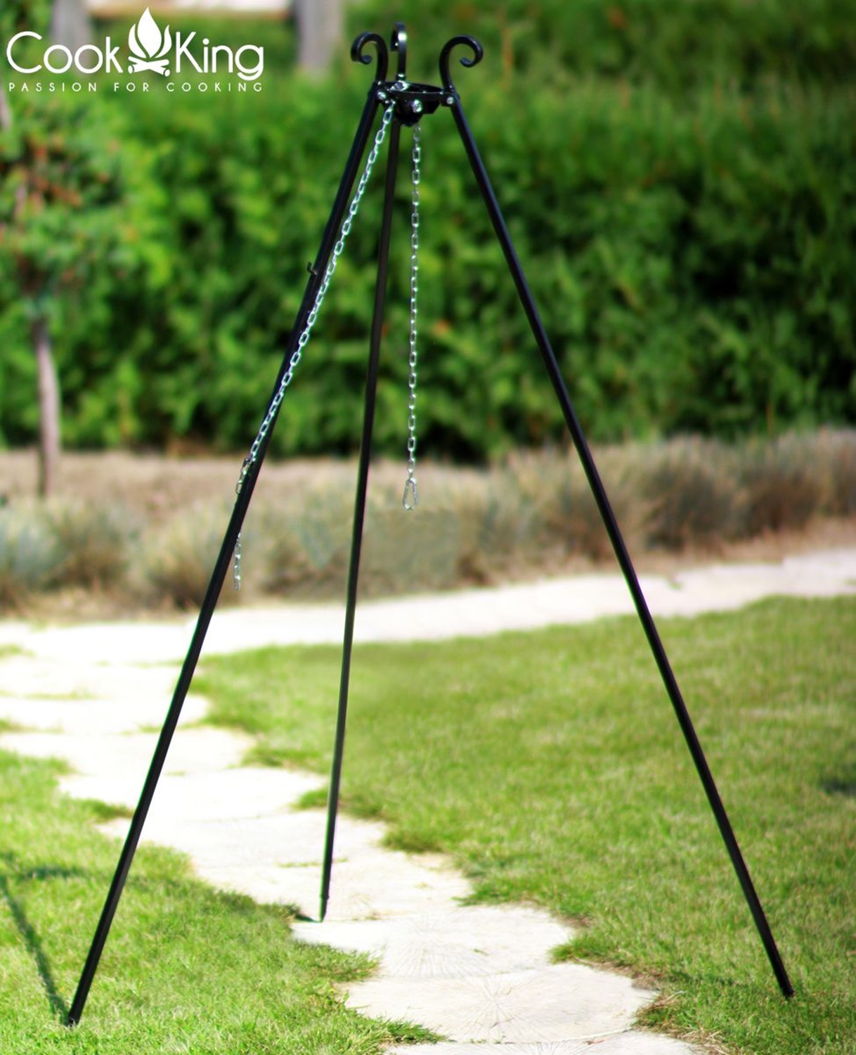Schwenkgrill H 180 cm mit Grillrost Ø 60 cm aus Edelstahl Dreibein Grill Tripod Grillständer