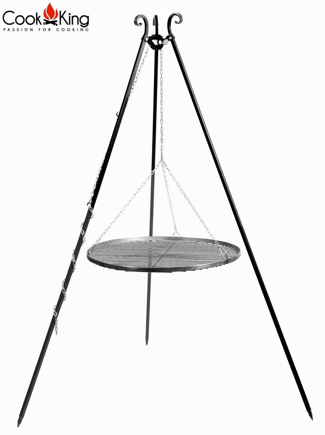 Schwenkgrill H 180 cm mit Grillrost Ø 50 cm aus Rohstahl Dreibein Grill Tripod Grillständer