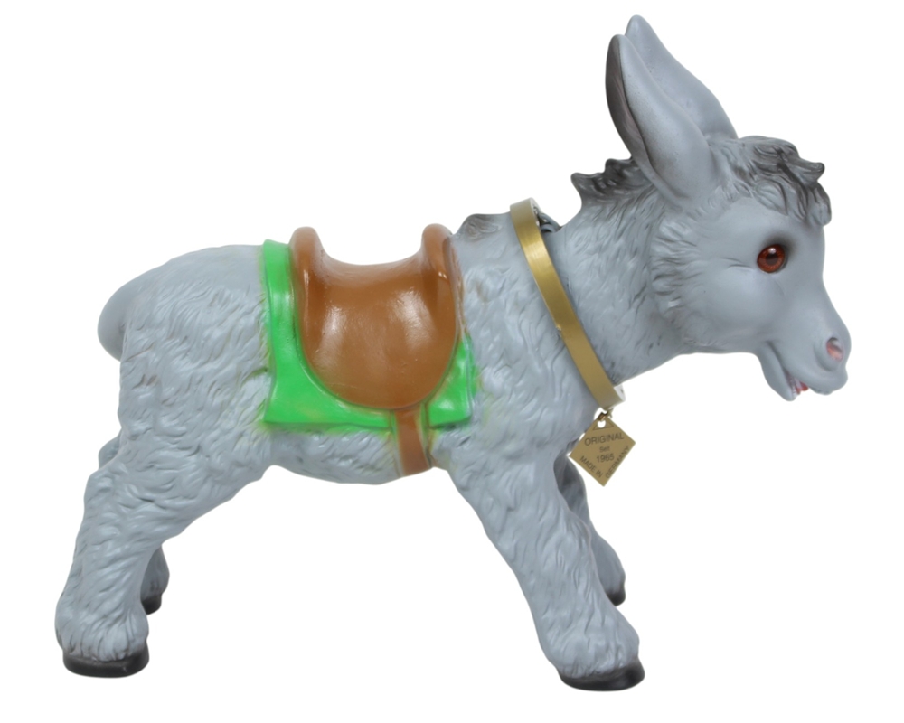 Wackel Figur Esel in grau Wackelfigur Länge 30 cm groß stehend mit Wackelkopf