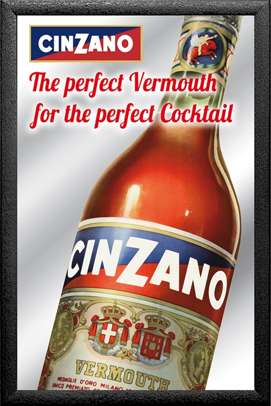 Set: 2 Spiegelbilder Cinzano Wermut Vermouth Rose Flasche 30x20 cm Wandbilder Hinterglasdruck