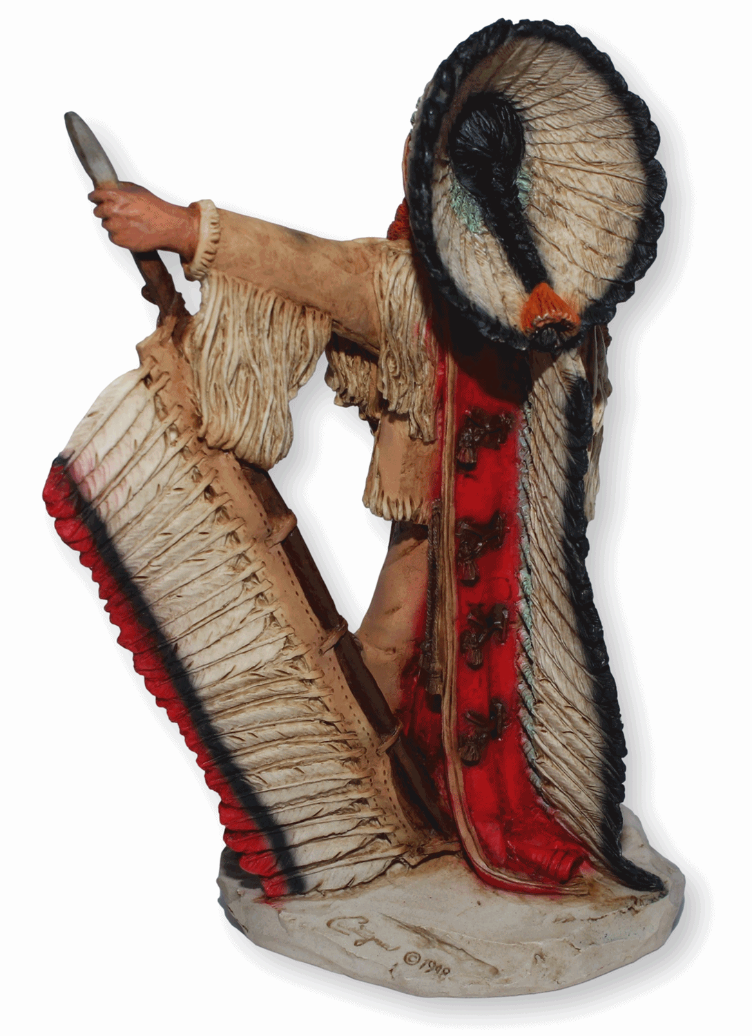 Indianerfigur Quanah Parker Häuptling H 18 cm stehend mit Lanze Native American Castagna