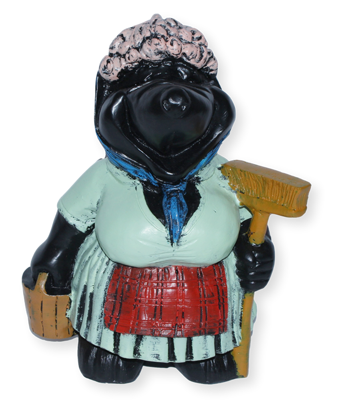 Dekorationsfigur Maulwurf Putzfrau H 30 cm stehend mit Gartenfigur aus Kunstharz