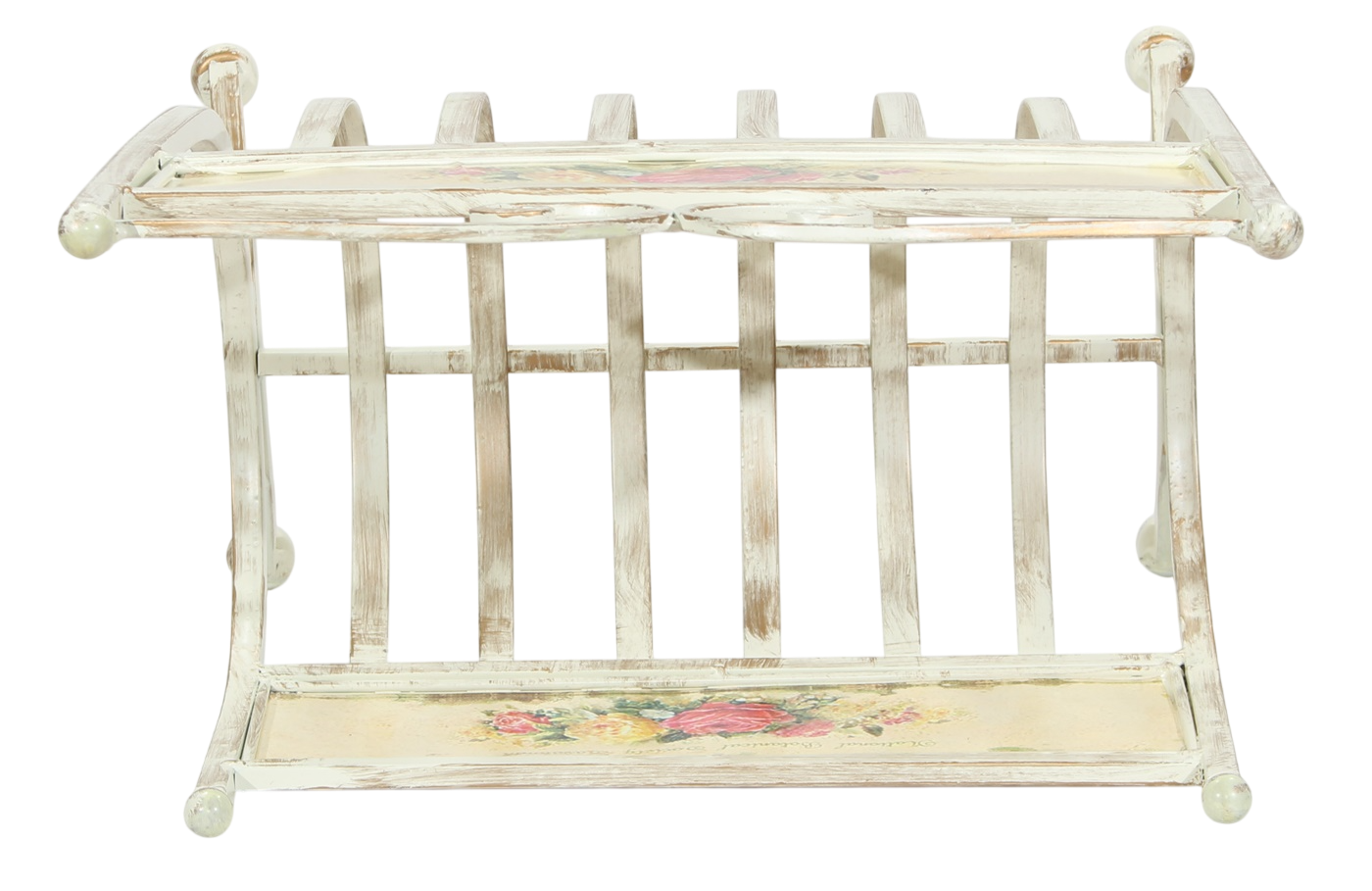 Zeitungsständer Metall – Rosenmotiv Landhaus Provence Stil Zeitungshalter H 43 cm