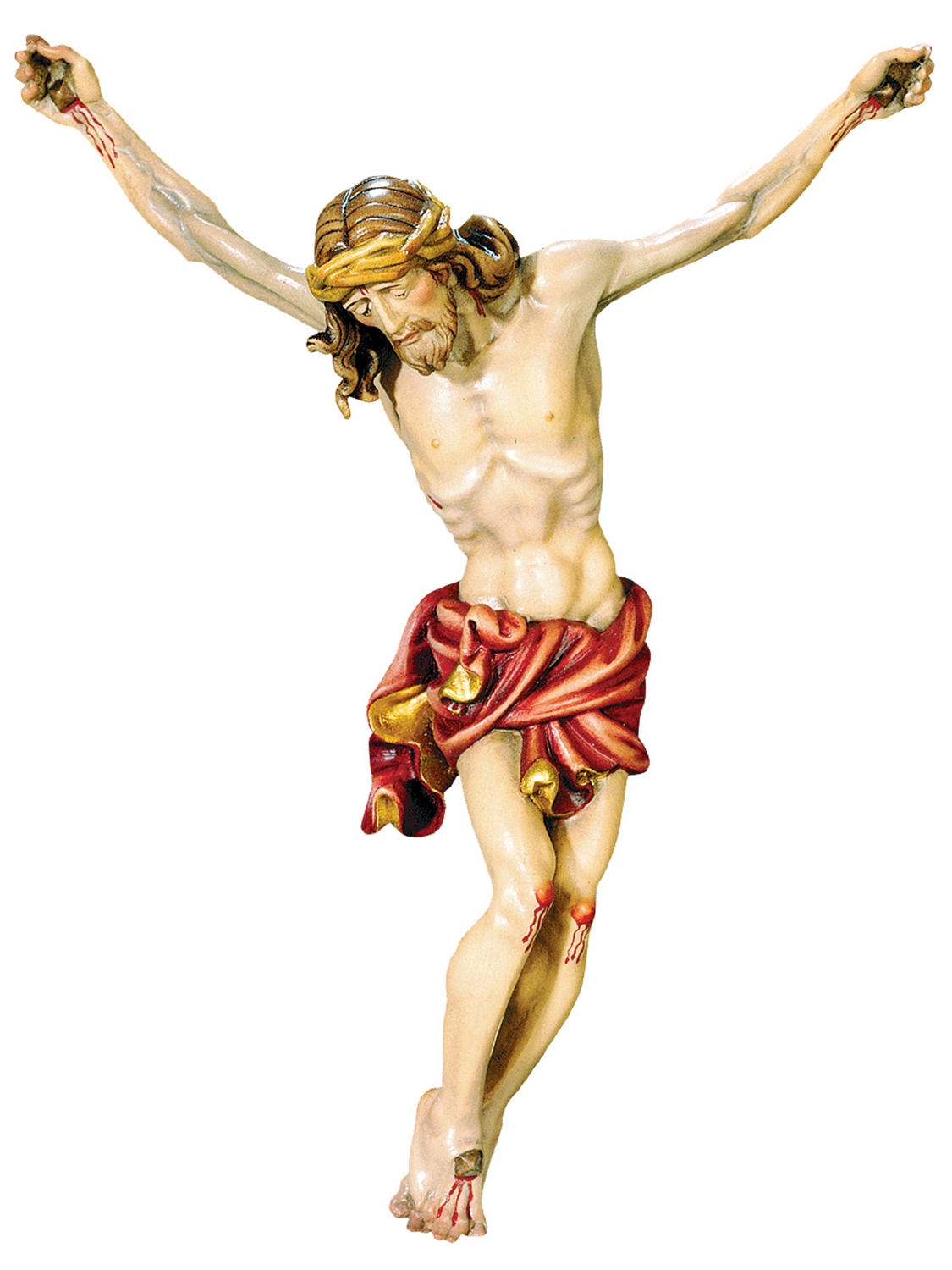 Heiligenfigur Kruzifix Jesus am Kreuz "Raffaello" H 15/ 30 cm Statue Ahorn- und Lindenholz Holzfigur