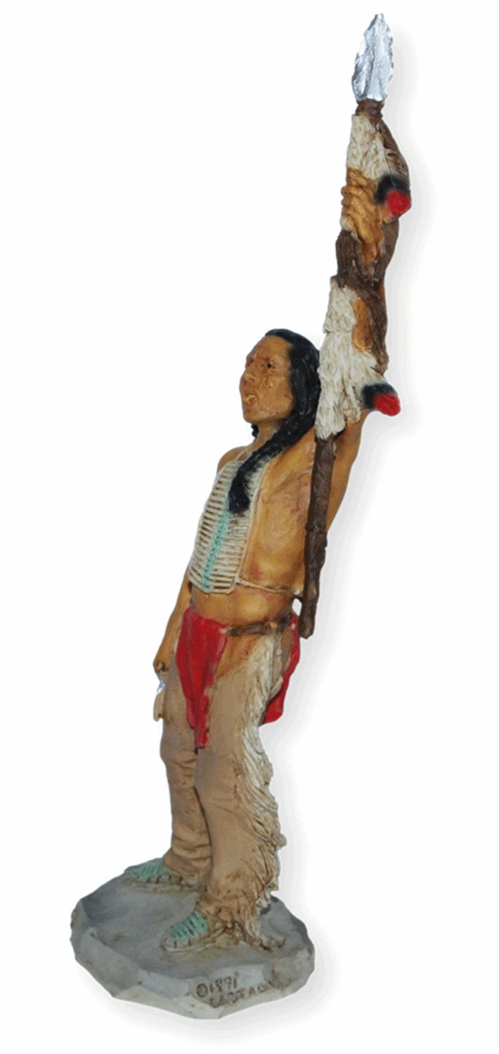 Indianerfigur Indianer Anführer Crazy Horse Tashinka Witko Skulptur H 23 cm stehend
