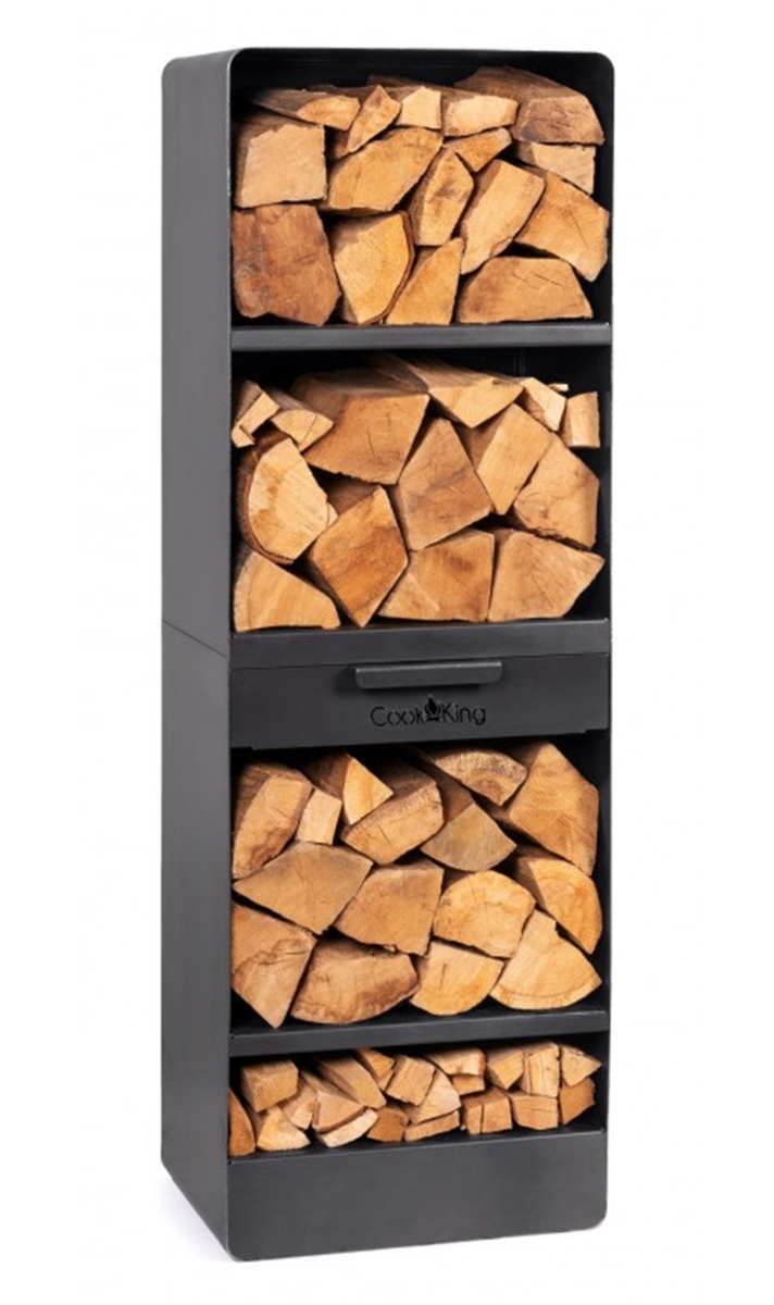 Kaminholzregal "Vento" H 120 cm Holzregal für Kaminholz Kaminholzablage aus Stahl Kaminholzständer