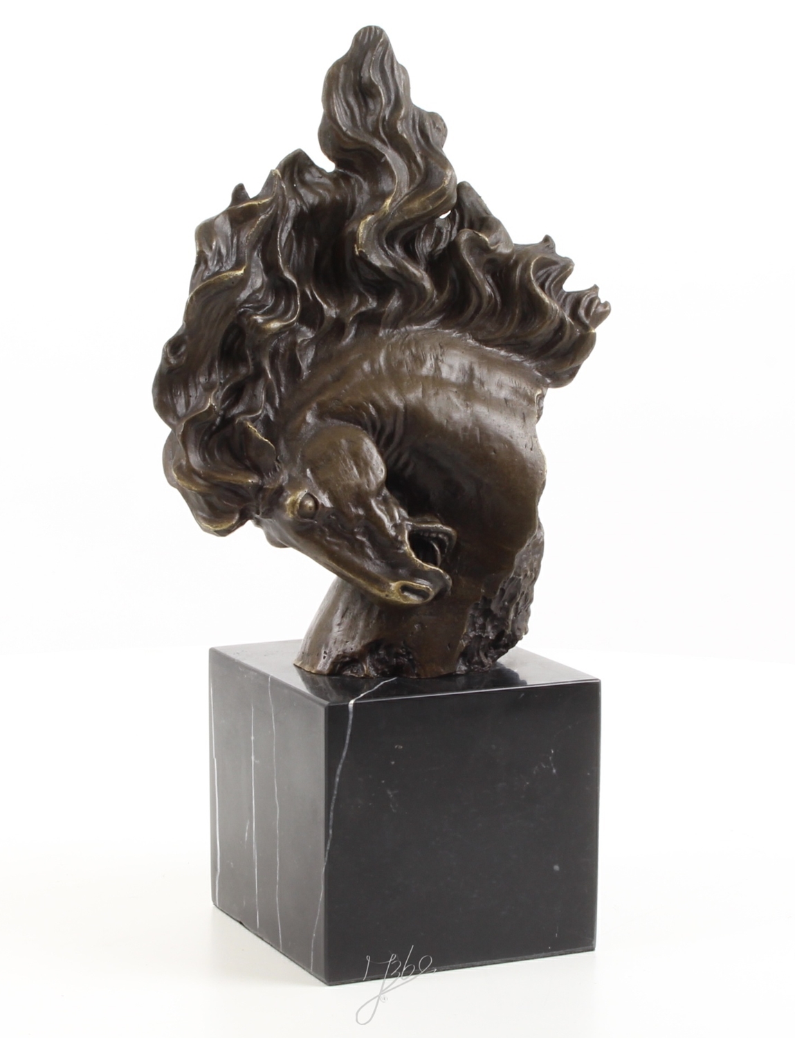 Bronzefigur Bronzeskulptur Bronze Abstrakter Pferdekopf auf Sockel H 30 cm Pferd Bronze Figur
