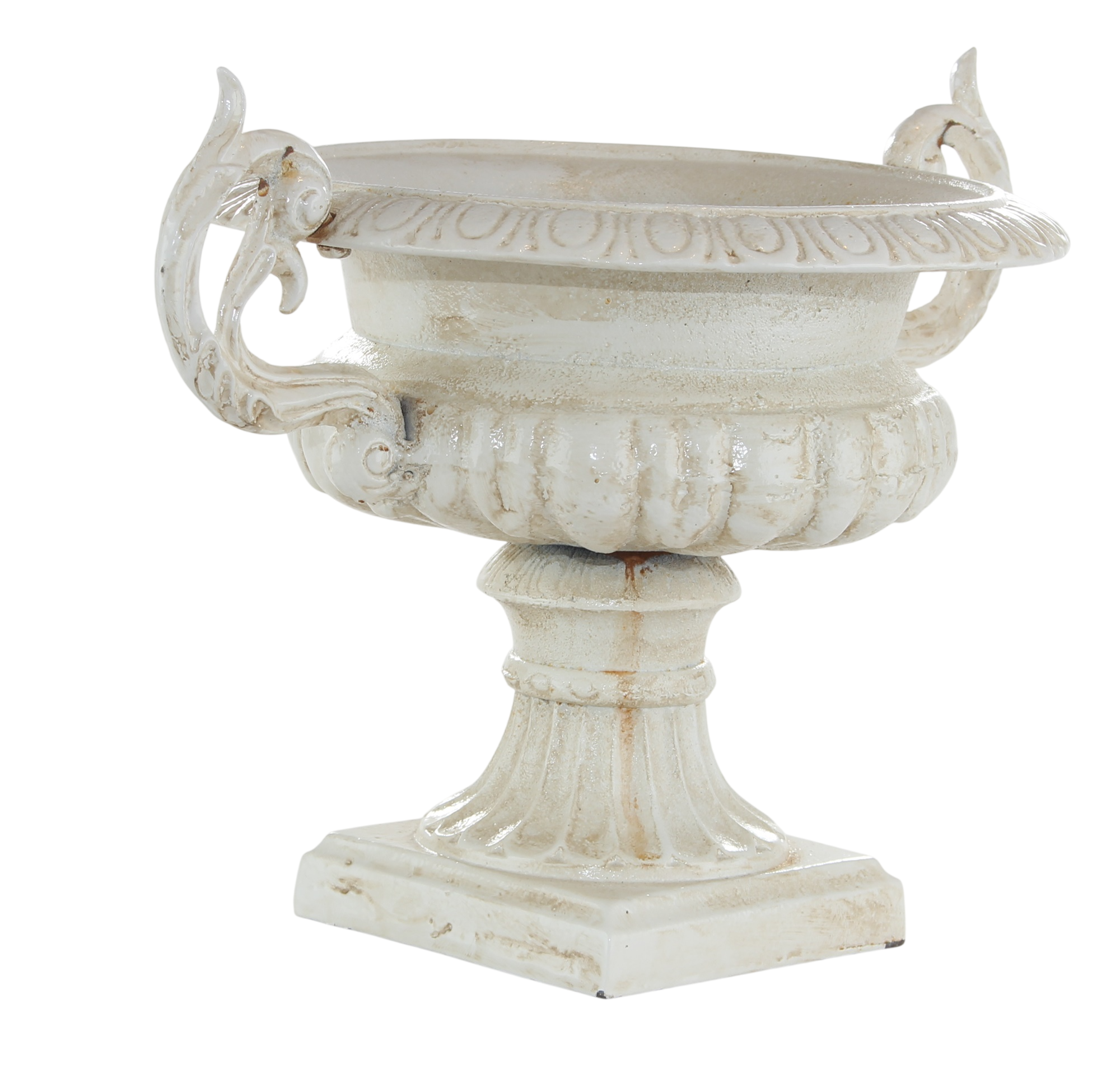 Medici Vase Pflanzschale Gusseisen weiß – Neoklassik Antik H 25 cm