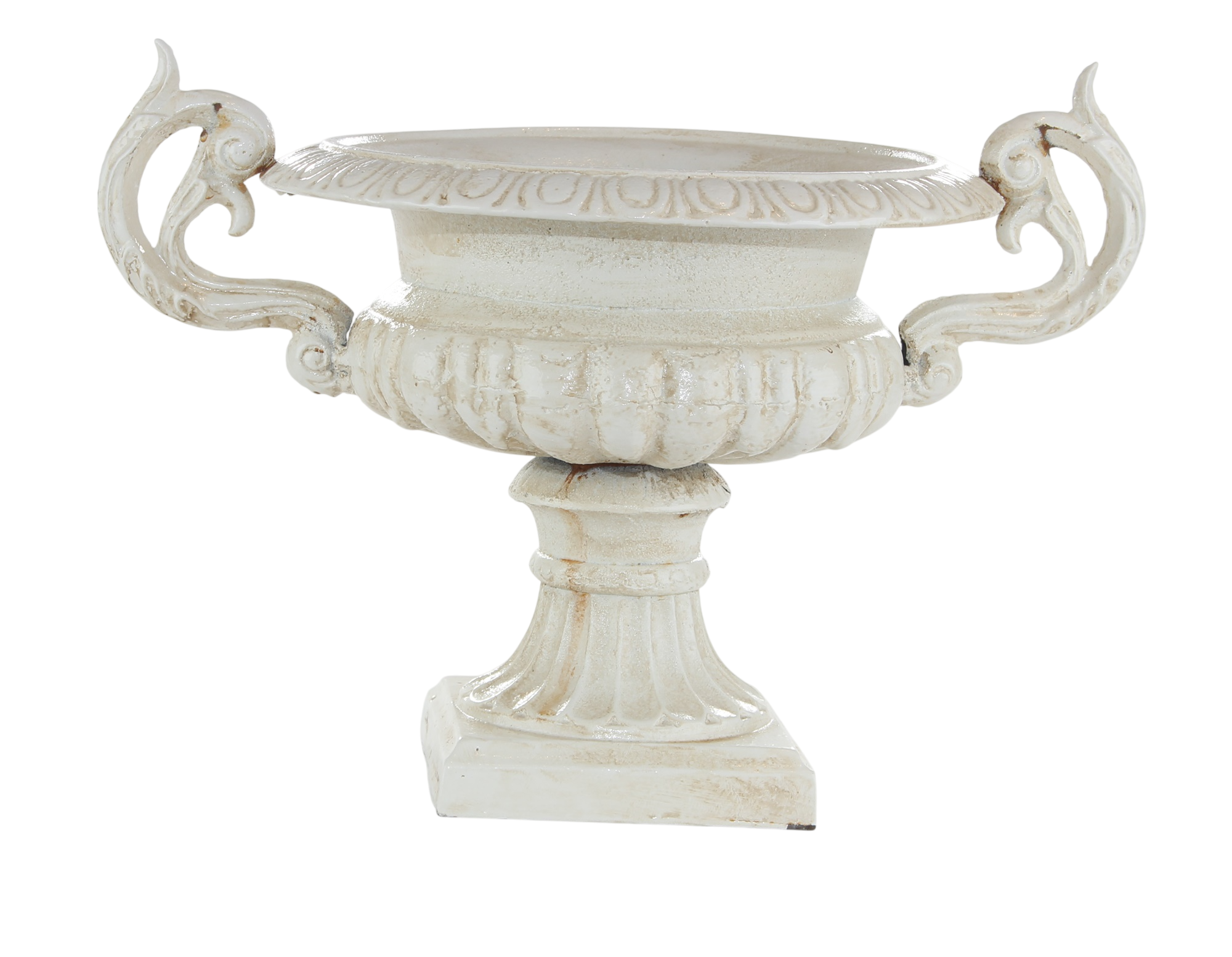 Medici Vase Pflanzschale Gusseisen weiß – Neoklassik Antik H 25 cm