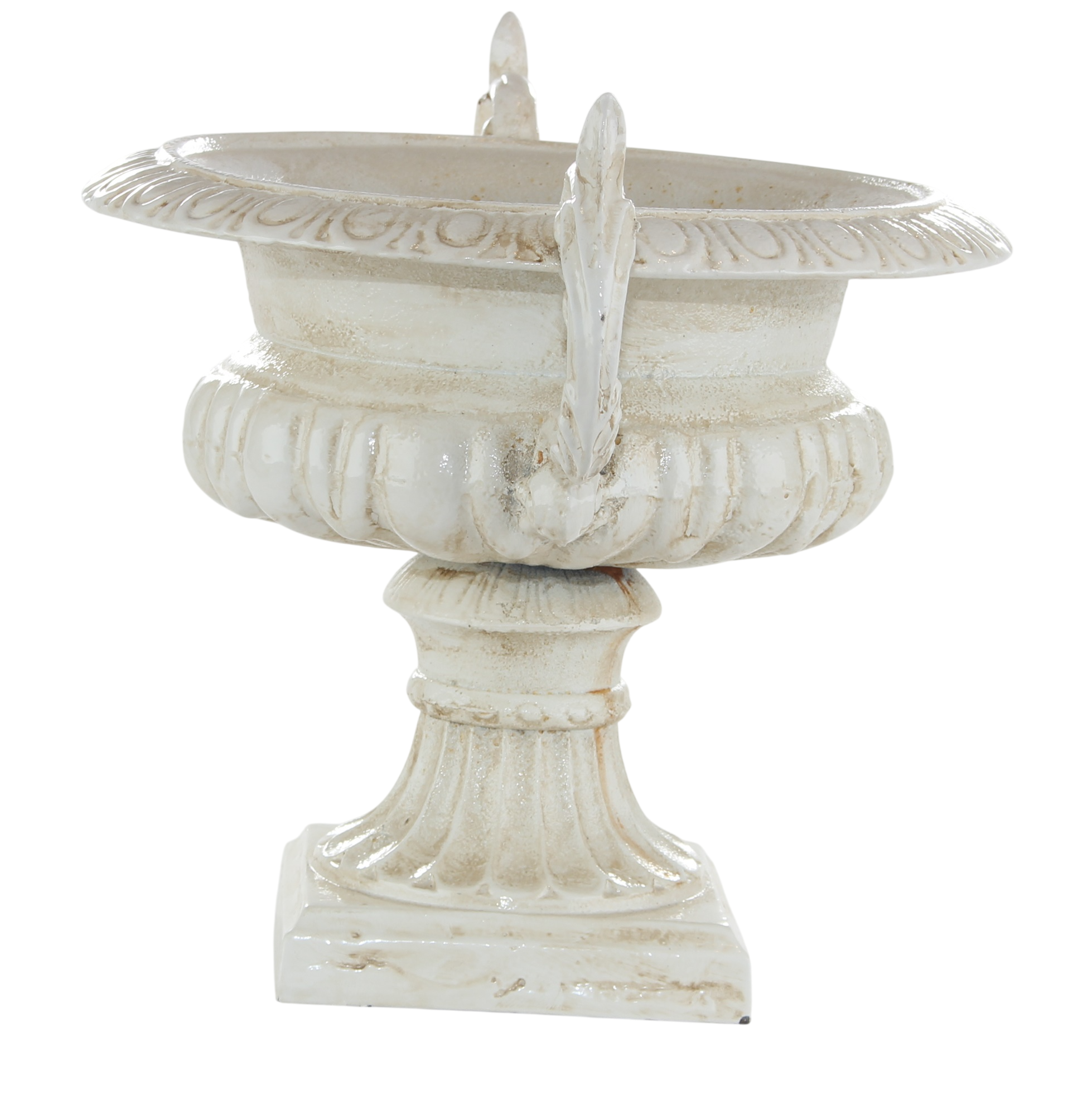 Medici Vase Pflanzschale Gusseisen weiß – Neoklassik Antik H 25 cm