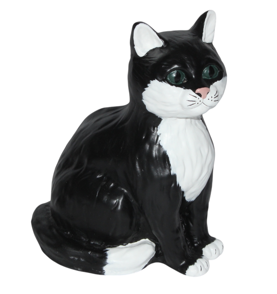Dekorationsfigur Katze sitzend klein H 25 cm Tierfigur aus Kunstharz