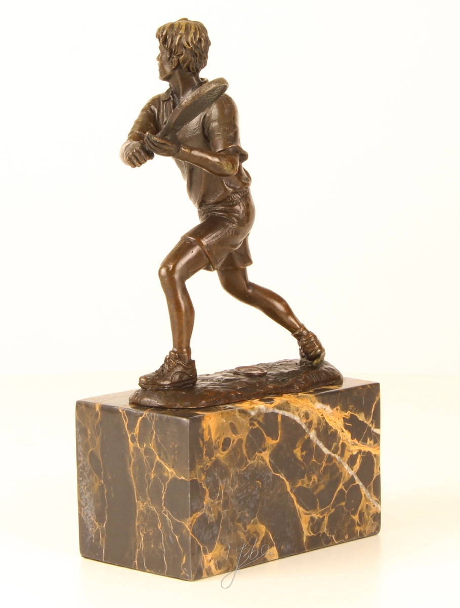 Bronzefigur Bronzeskulptur Bronze Figur Tennisspieler H 24 cm aus Bronze