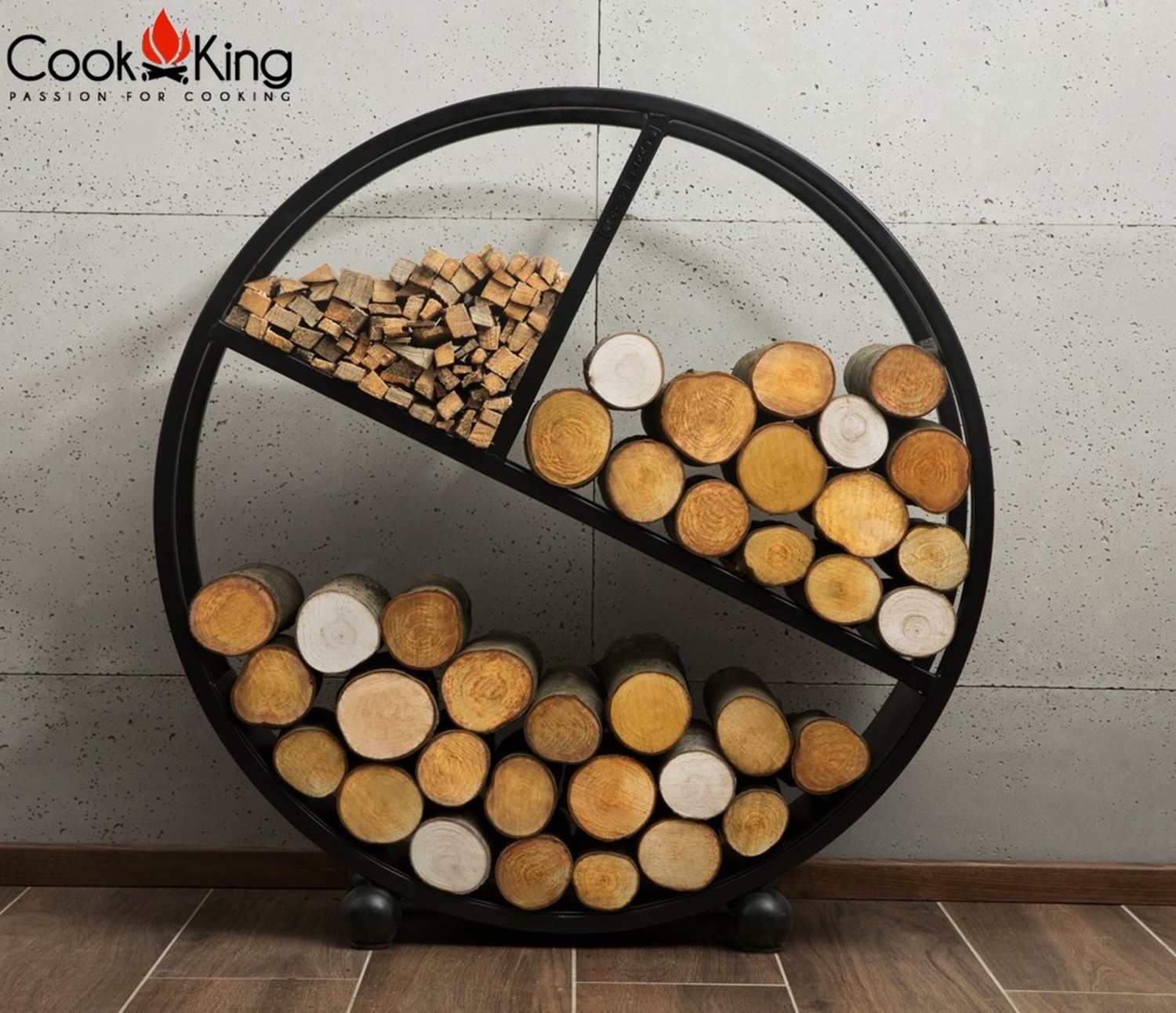 Kaminholzregal "Diego" H 102 cm Holzregal für Kaminholz Kaminholzablage aus Stahl Kaminholzständer