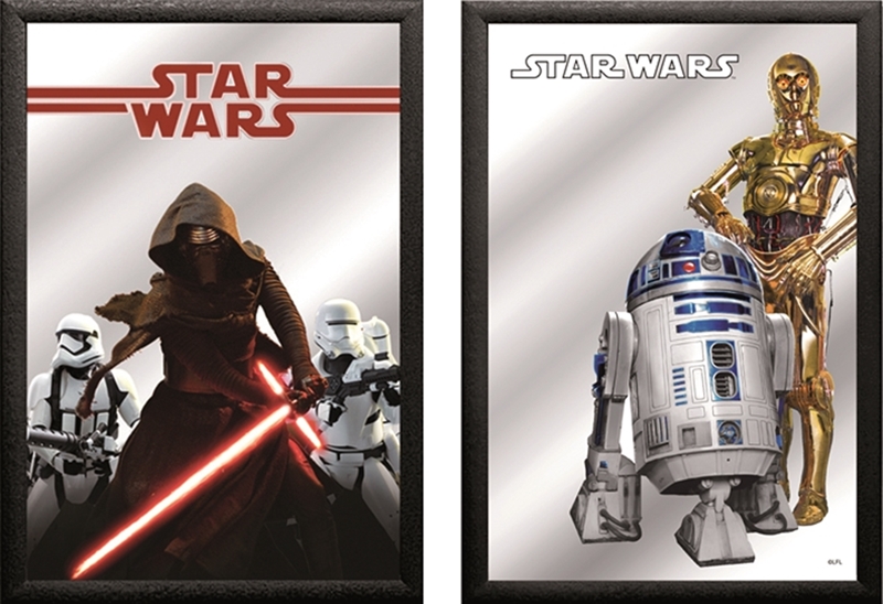 Set: 2 Spiegelbilder Star Wars Film Deko Bild 30x20 cm Wandbilder Hinterglasdruck mit Rahmen