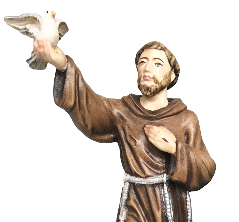 Heiligenfigur Heiliger Franziskus H 20 cm Franz von Assisi Holzfigur Holzstatue Statue aus Ahornholz