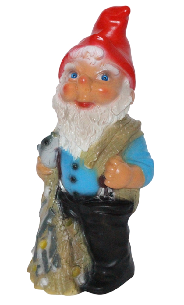 Gartenzwerg Fischer Zwerg mit Fisch in der Hand Höhe 36 cm - Dekofigur für Garten & Innenbereich