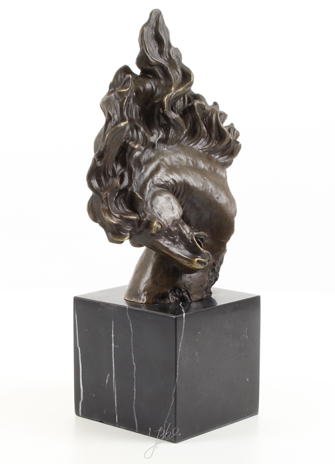 Bronzefigur Bronzeskulptur Bronze Abstrakter Pferdekopf auf Sockel H 30 cm Pferd Bronze Figur