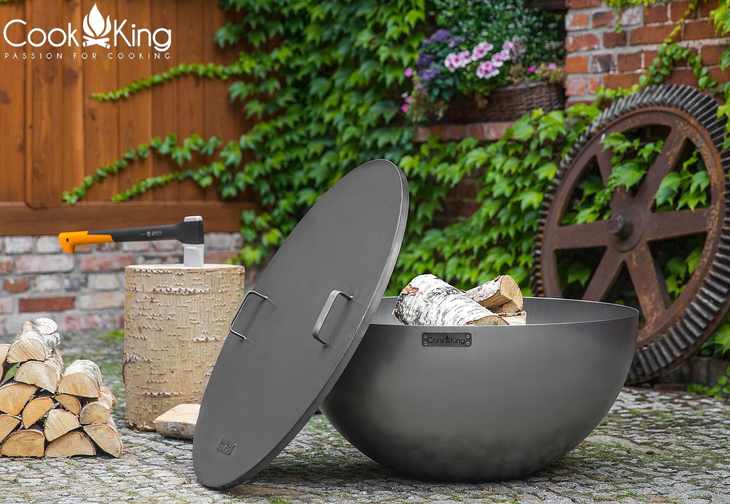 Feuerschale Premium „DALLAS“ Ø 85 cm aus Stahl Feuerstelle für den Garten als Grill oder Wärmequelle