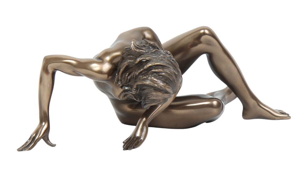 Dekofigur Frauenakt L 20 cm elegante Deko Skulptur seitlich sitzende junge Frau Body Talk Kollektion