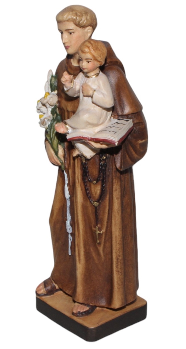 Heiligenfigur Heiliger Antonius von Padua H 12 cm Holzfigur Schutzpatron Statue aus Ahornholz