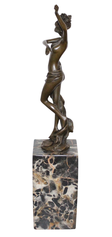Bronzefigur tanzende Frau Akt Skulptur aus Bronze, Höhe 36,5 cm, elegante Damen Statue