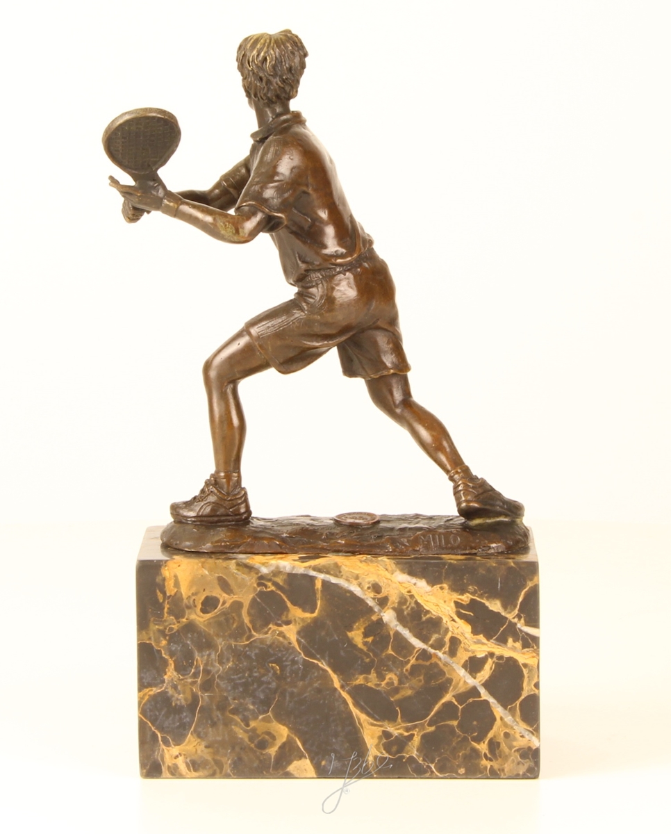 Bronzefigur Bronzeskulptur Bronze Figur Tennisspieler H 24 cm aus Bronze