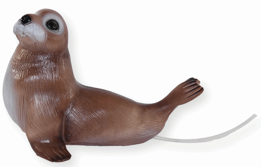 Deko Figur Gartenfigur Tierfigur Robbe als Wasserspeier (ohne Pumpe) aus Kunststoff Höhe 30 cm