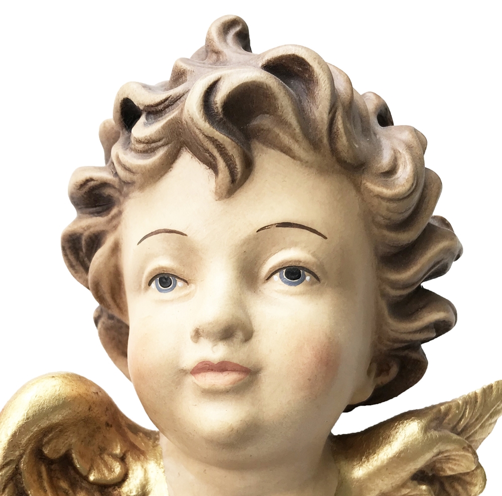 Engel zum aufhängen Schutzengel Engelskopf H 12 cm Holzfigur Deko Statue aus Ahornholz