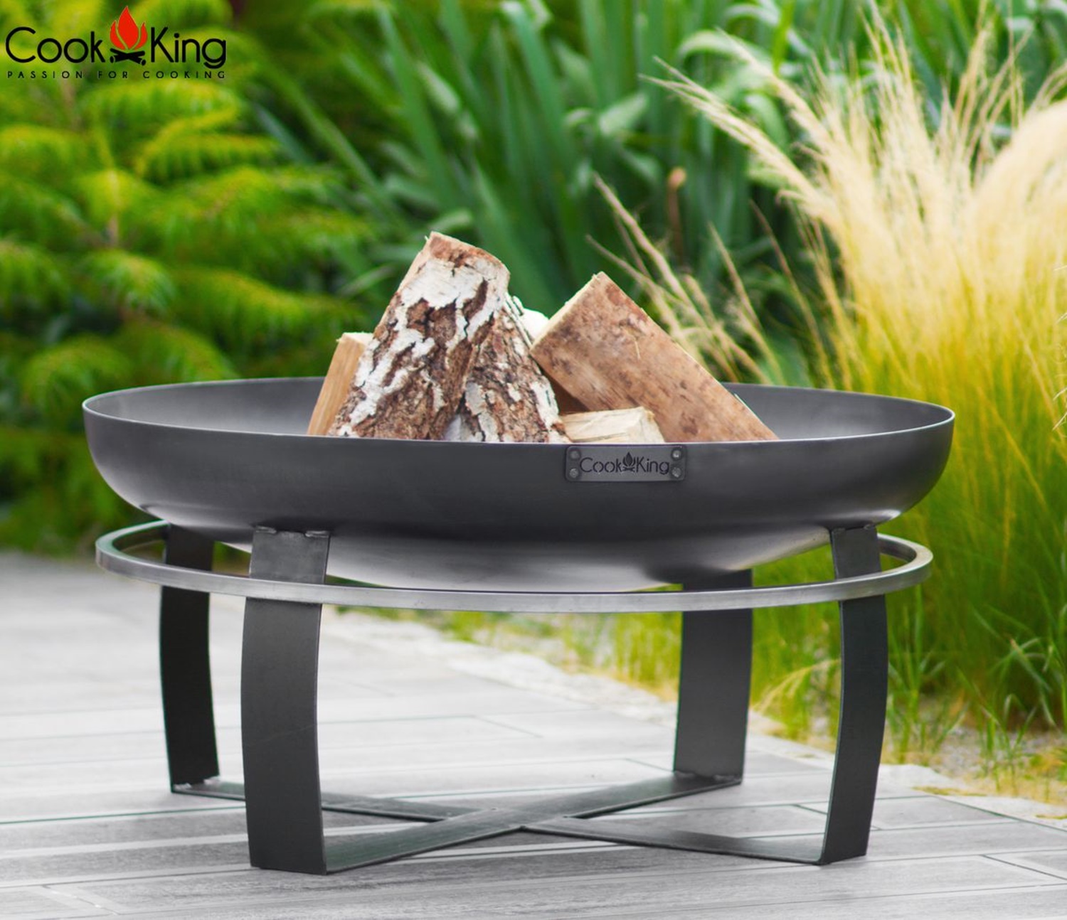 Feuerschale "Viking" Ø 80 cm Feuerstelle für Garten aus Stahl Feuerkorb als Wärmequelle oder Grill