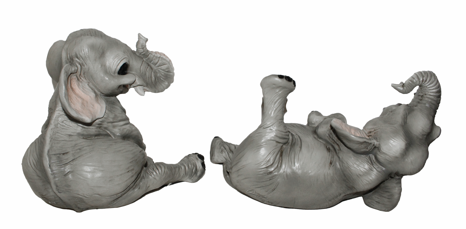Figur Elefant Baby Elefantenfiguren sitzend u. liegend Tierfigur Kollektion Castagna Resin H 15-19cm