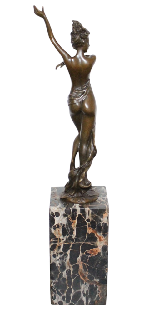 Bronzefigur tanzende Frau Akt Skulptur aus Bronze, Höhe 36,5 cm, elegante Damen Statue