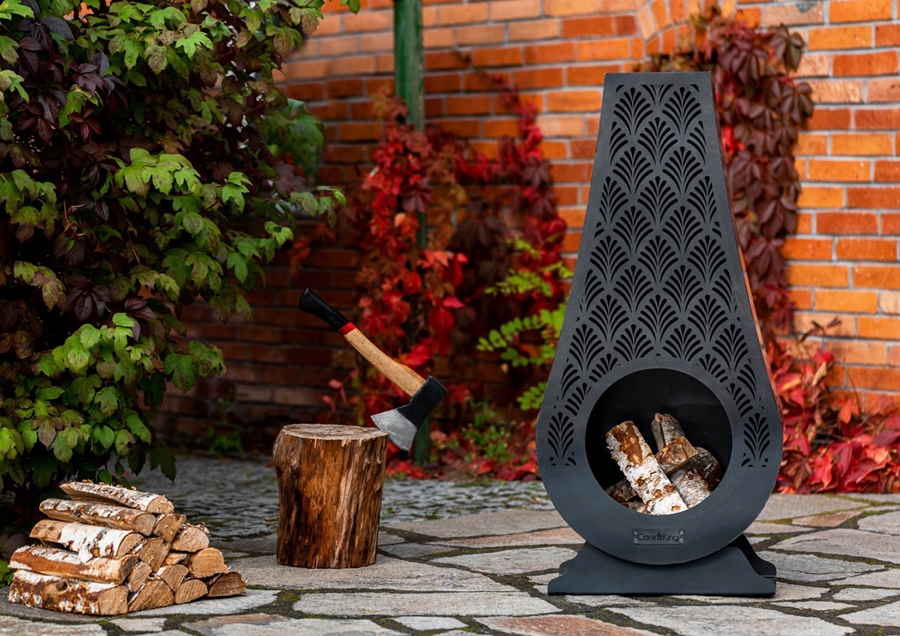 Gartenkamin "Ankara" Gartenofen H 108cm zum Heizen und Grillen Terrassenofen aus Naturstahl Kamin