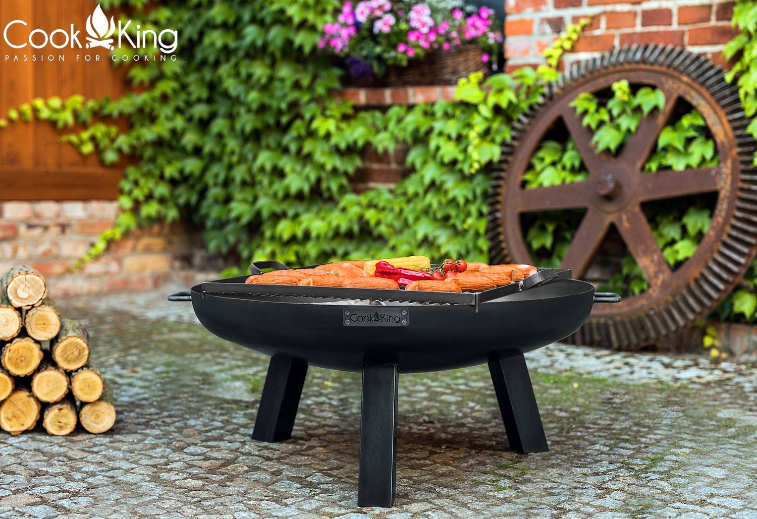 Feuerschale "Polo" Ø 60 cm Feuerstelle für Garten aus Stahl Feuerkorb als Wärmequelle oder Grill