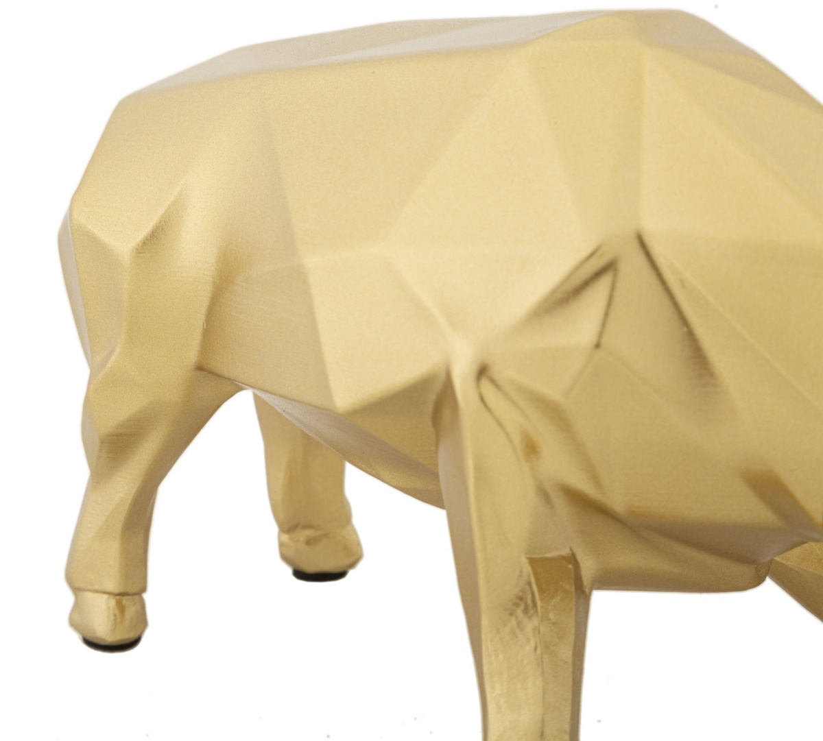 Dekofigur Bulle stehend im Angriff Symbol für Optimismus Tierfigur in goldener Optik  H 10,6 cm