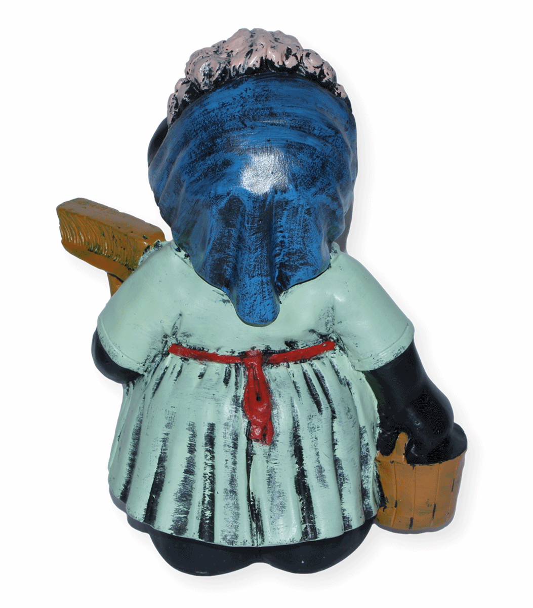 Dekorationsfigur Maulwurf Putzfrau H 30 cm stehend mit Gartenfigur aus Kunstharz